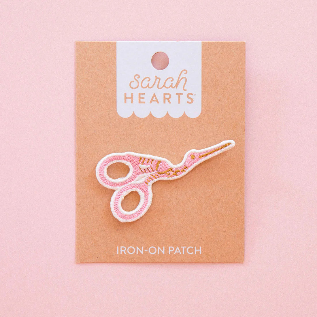 Pink Stork Scissors Iron-On Patch