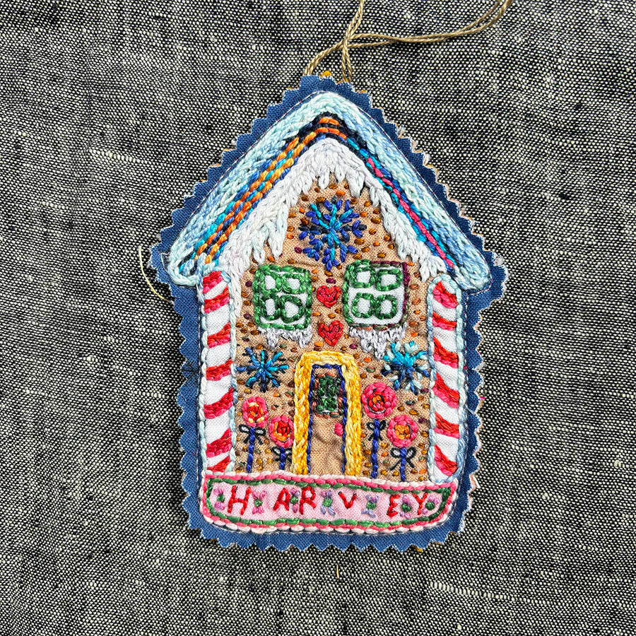 Embroidered Gingerbread House Ornament Kit