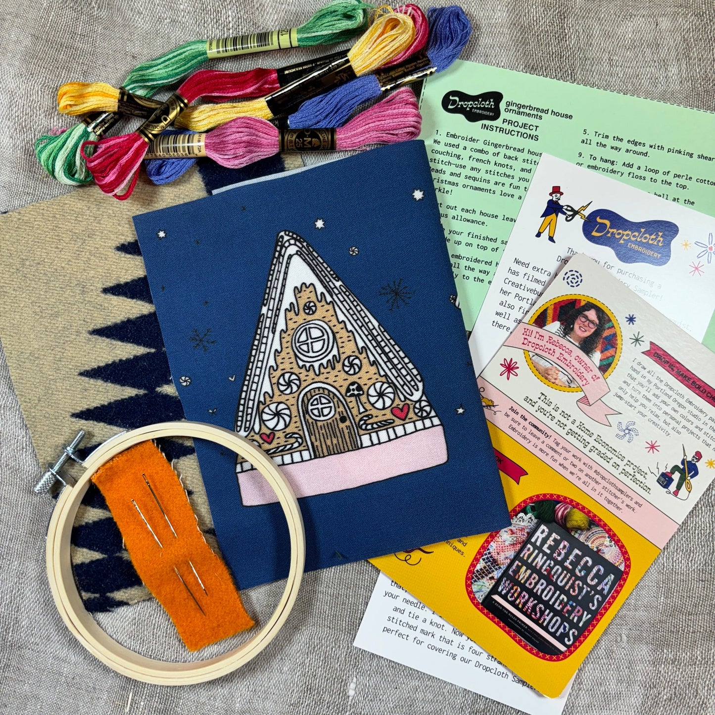 Embroidered Gingerbread House Ornament Kit