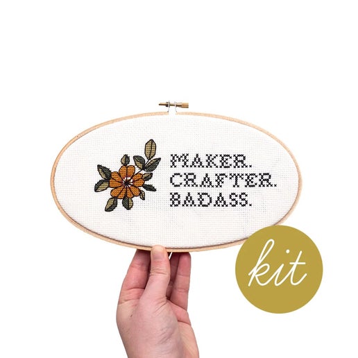 Maker. Crafter. Badass. Cross Stitch Kit