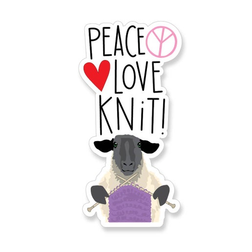 Peace Love Knit Knitting Sheep Vinyl Sticker