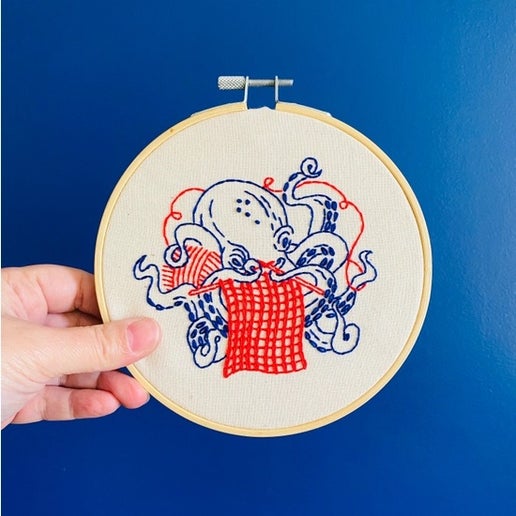 Knitting Octopus Embroidery Kit