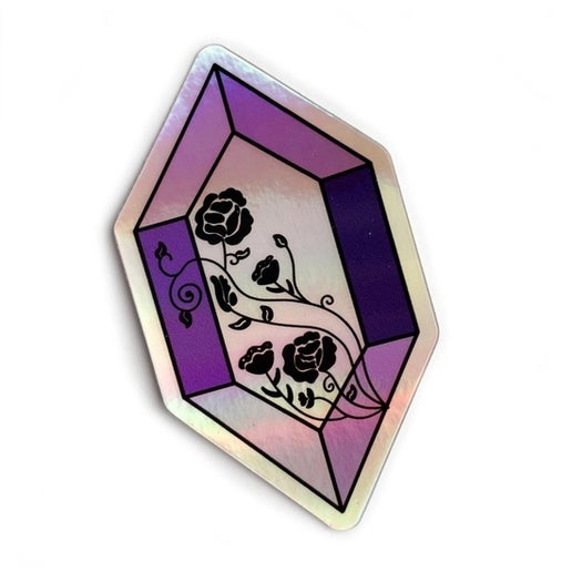 Floral Amethyst Crystal Holographic Sticker