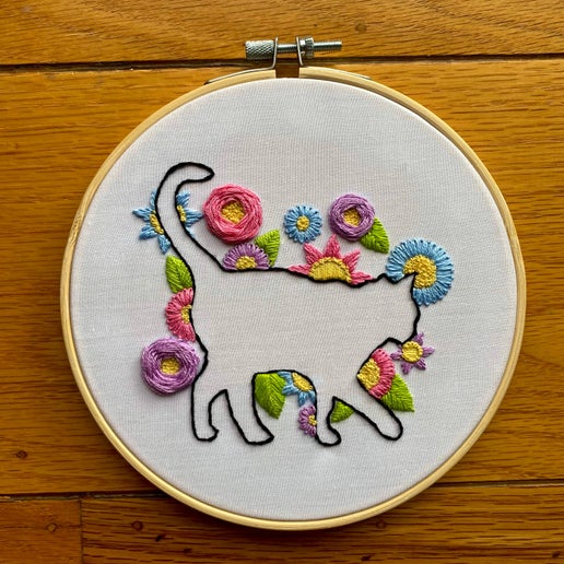 Cat Silhouette Embroidery Kit