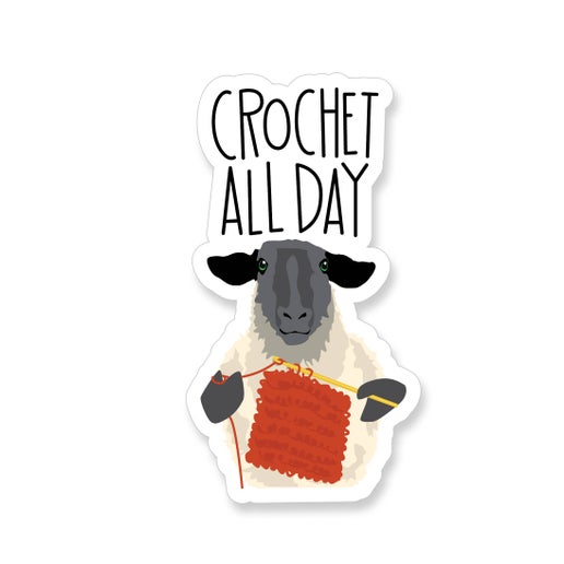 Crochet All Day Sheep Vinyl Sticker