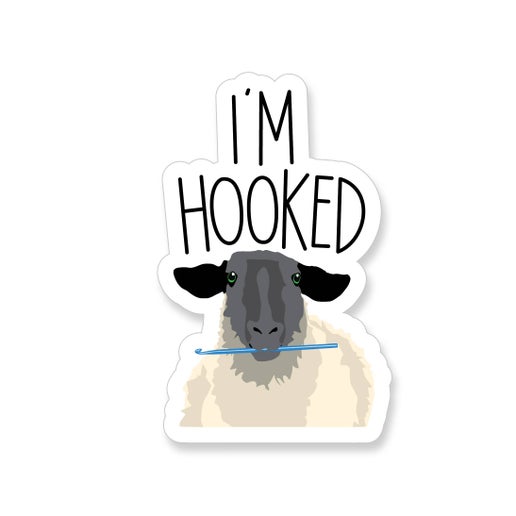 I'm Hooked Crocheting Sheep Sticker