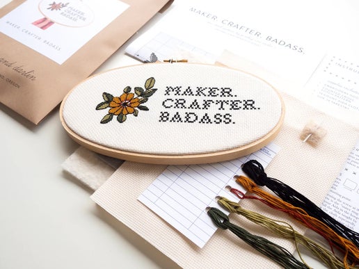 Maker. Crafter. Badass. Cross Stitch Kit