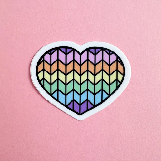 Pastel Knit Heart Sticker