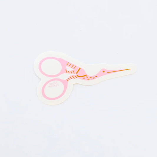 Pink Stork Scissors Sticker