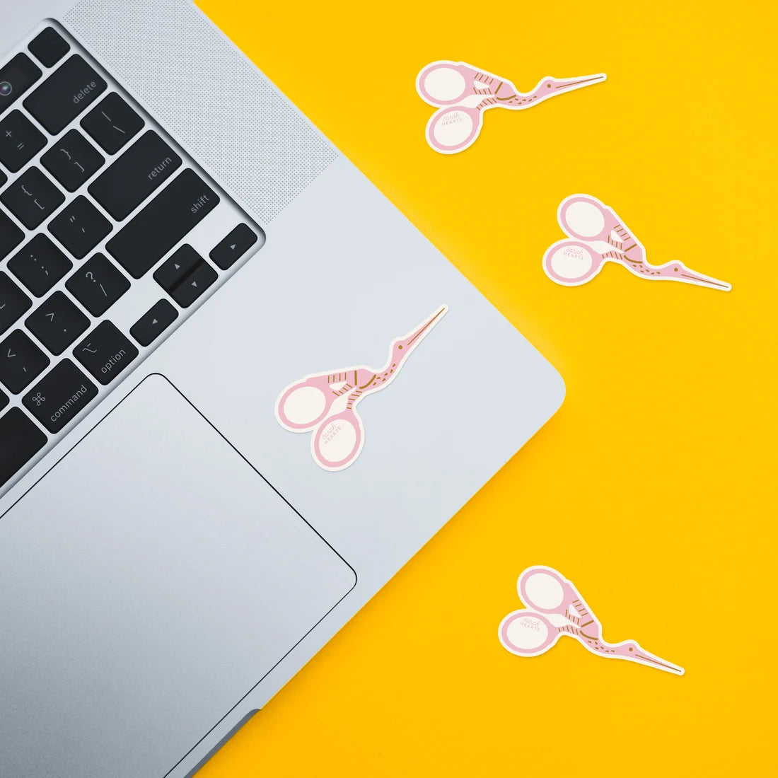 Pink Stork Scissors Sticker